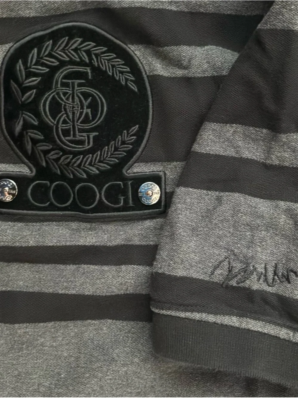 COOGI Men's Black & Gray Striped Polo
